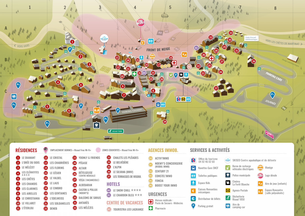 Plan station Risoul - Eté